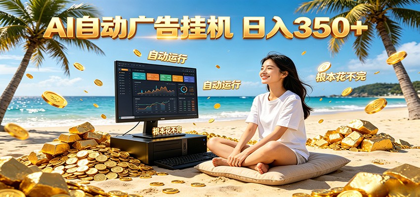 AI自动广告挂机 日入350+ 真正做到躺赚式变现，根本花不完！-云创网
