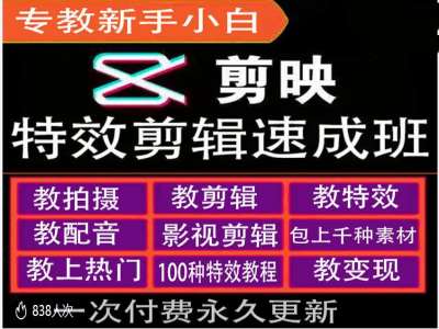 剪映特效教程和运营变现教程，特效剪辑速成班，专教新手小白-云创网