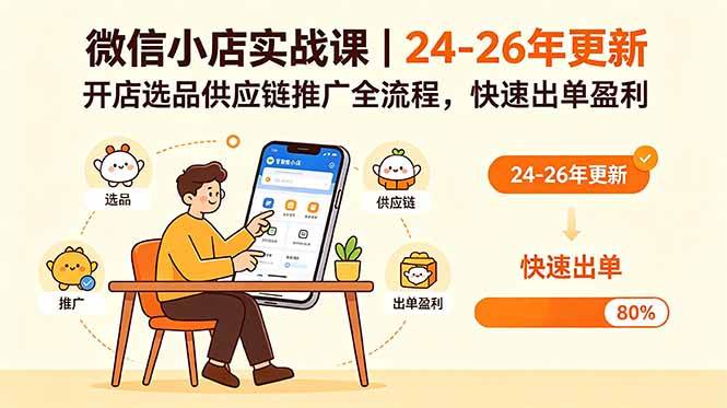 （18654期）微信小店实战课｜24-26年更新，开店选品供应链推广全流程，快速出单盈利-云创网