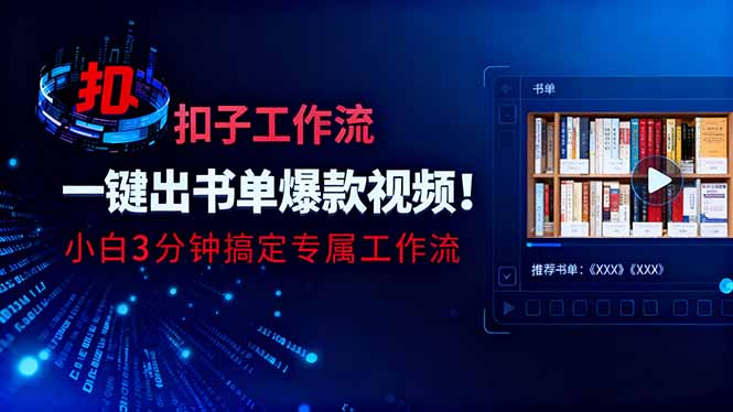 利用扣子工作流一键生成书单爆款视频，小白三分钟搞定专属工作流-云创网