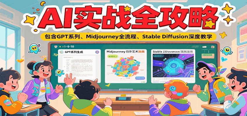 AI实战全攻略，包含GPT系列、Midjourney全流程、Stable Diffusion深度教学-云创网