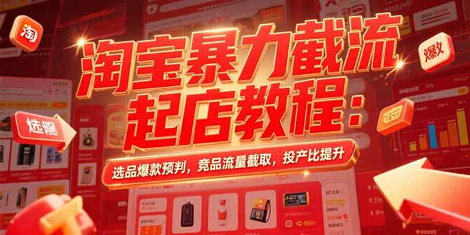 淘宝暴力截流起店教程：选品爆款预判，竞品流量截取，投产比提升-云创网