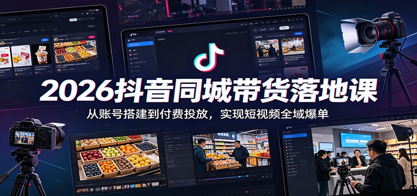 2026抖音同城带货落地课：从账号搭建到付费投放，实现短视频全域爆单-云创网