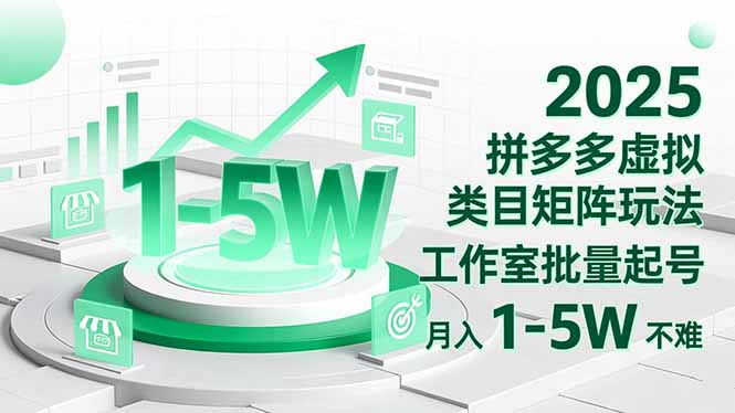 2025 拼多多虚拟类目矩阵玩法，工作室批量起号，月入 1-5W 不难-云创网