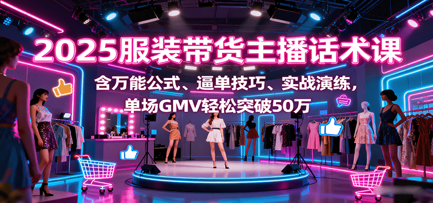 2025服装带货主播话术课，含万能公式、逼单技巧、实战演练，单场GMV轻松突破50万-云创网