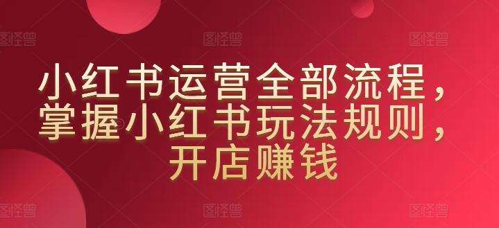 小红书运营全部流程，掌握小红书玩法规则，开店赚钱-云创网