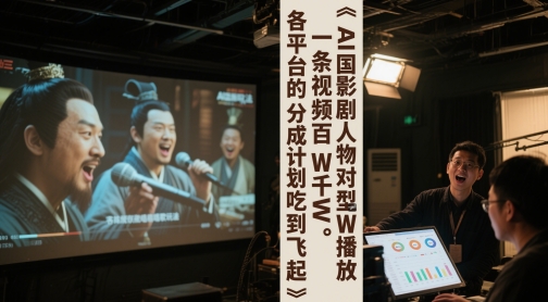 AI三国影视剧人物对口型唱歌玩法，一条视频百W千W播放，各平台的分成计划吃到飞起-云创网