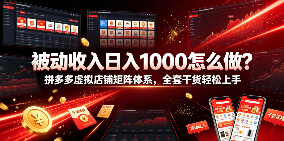被动收入日入1000怎么做？拼多多虚拟店铺矩阵体系，全套干货轻松上手【揭秘】-云创网