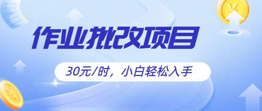 作业批改项目30元/时，简单小白轻松入手，非常适合兼职-云创网