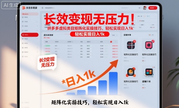 长效变现无压力！拼多多虚拟类目矩阵化实操技巧，轻松实现日入1k【揭秘】-云创网