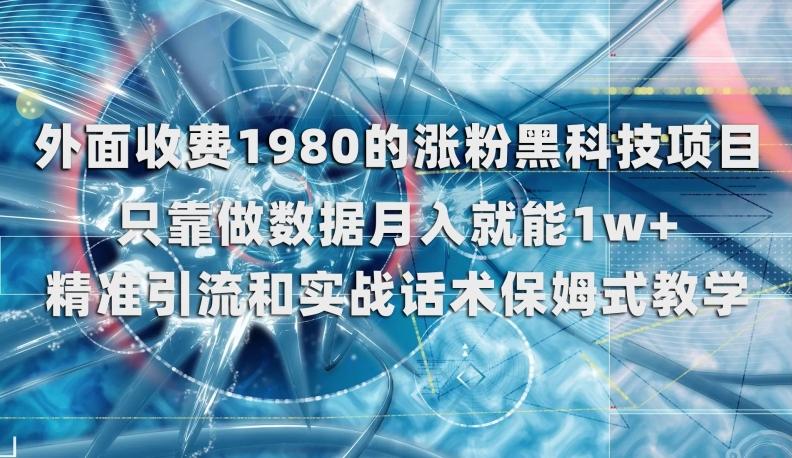 外面收费1980的涨粉黑科技项目，只靠做数据月入就能1w+【揭秘】-云创网