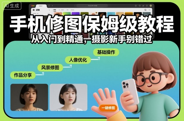 手机修图保姆级教程，从入门到精通，摄影新手别错过-云创网