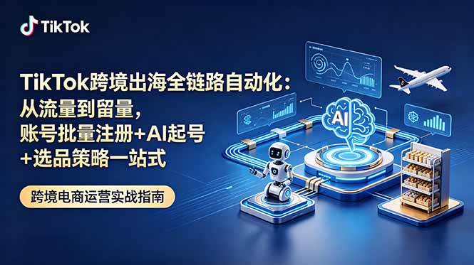 （18907期）TikTok跨境出海全链路自动化：从流量到留量，账号批量注册+AI起号+选品策略一站式-云创网
