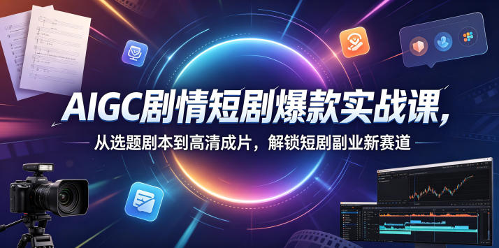 AIGC剧情短剧爆款实战课，从选题剧本到高清成片，解锁短剧副业新赛道-云创网