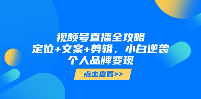 视频号直播全攻略，定位+文案+剪辑，小白逆袭个人品牌变现-云创网