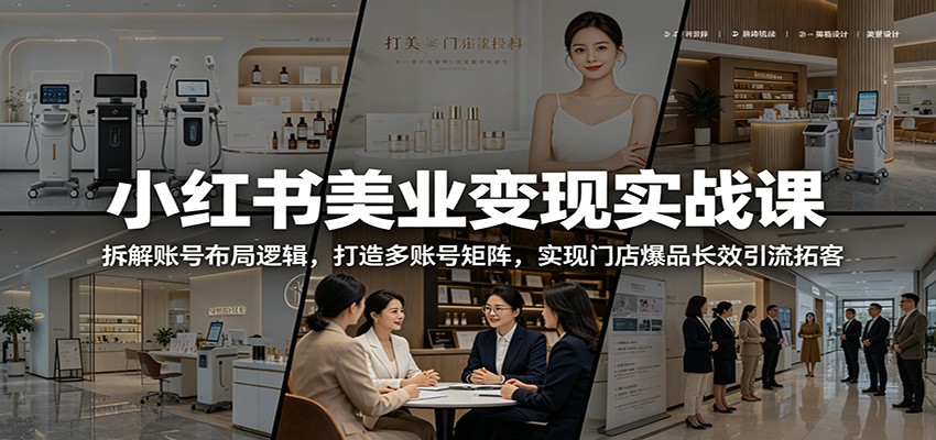 小红书美业变现实战课：拆解账号布局逻辑，打造多账号矩阵，实现门店爆品长效引流拓客-云创网