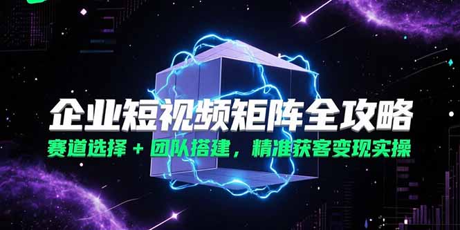 企业短视频矩阵全攻略，赛道选择+团队搭建，精准获客变现实操-云创网