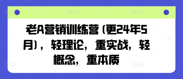 老A营销训练营(更25年4月)，轻理论，重实战，轻概念，重本质-云创网