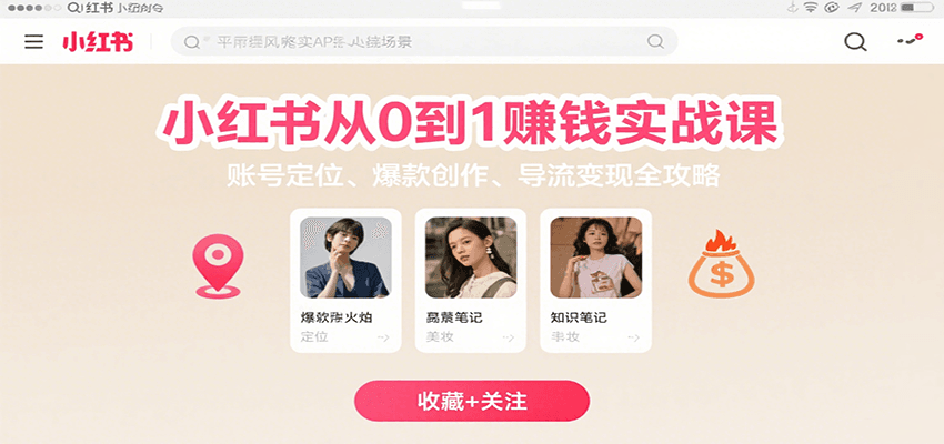 小红书从0到1赚钱实战课：账号定位、 爆款创作 、导流变现全攻略-云创网