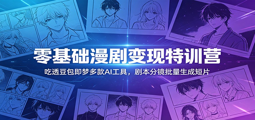 零基础漫剧变现特训营：吃透豆包即梦多款AI工具，剧本分镜批量生成短片-云创网