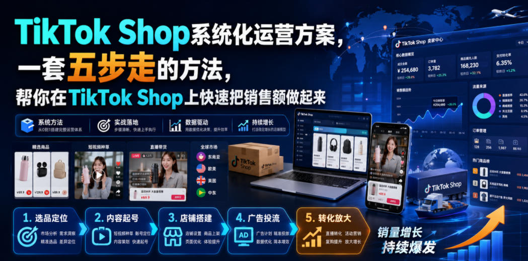 TikTok Shop系统化运营方案，一套五步走的方法，帮你在TikTok Shop上快速把销售额做起来【原创双语字幕】-云创网