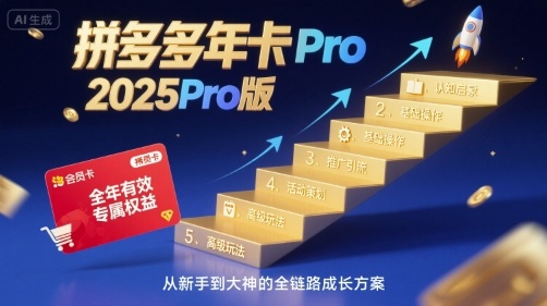 拼多多年卡2025Pro版，五大板块从认知到基础、从推广到活动、从活动到玩法-云创网