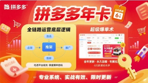 拼多多年卡，拼多多全链路运营底层逻辑，超级爆单术【更新12月】-云创网
