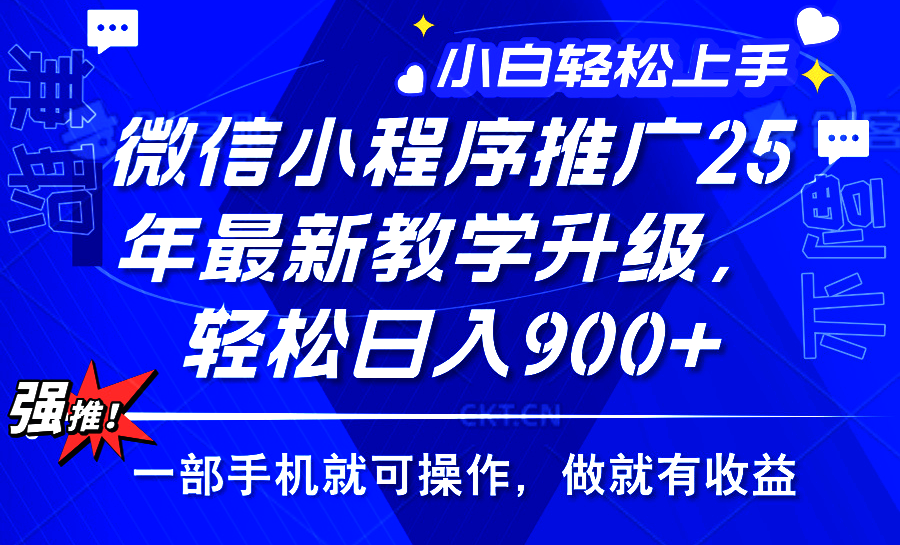 2025年微信小程序推广，最新教学升级，轻松日入900+，小白宝妈轻松上手…-云创网