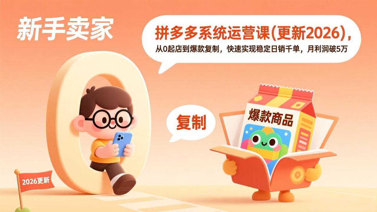 （19482期）拼多多系统运营课(更新7月)，从0起店到爆款复制，快速实现稳定日销千单，月利润破5万-云创网