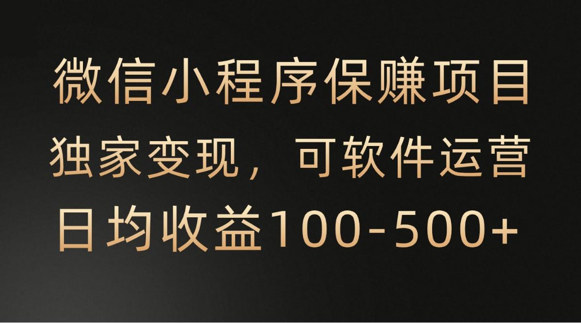 微信小程序，腾讯保赚项目，可软件自动运营，日均100-500+收益有保障-云创网