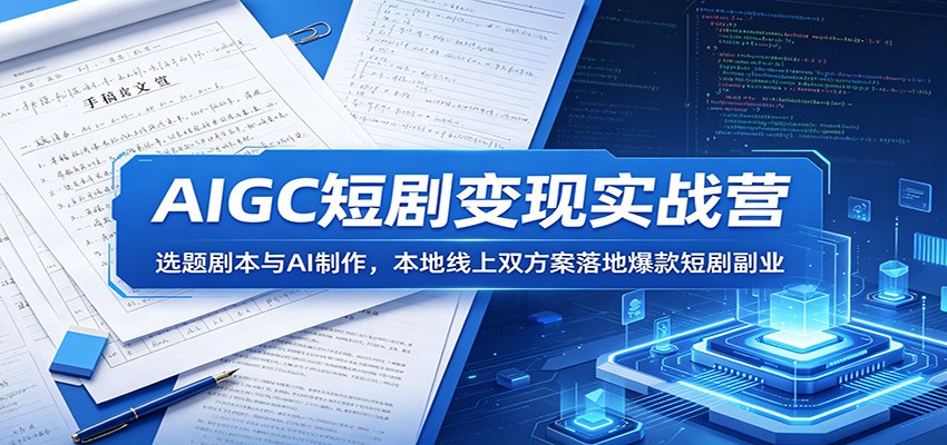 AIGC短剧变现实战营：选题剧本与AI制作，本地线上双方案落地爆款短剧副业-云创网
