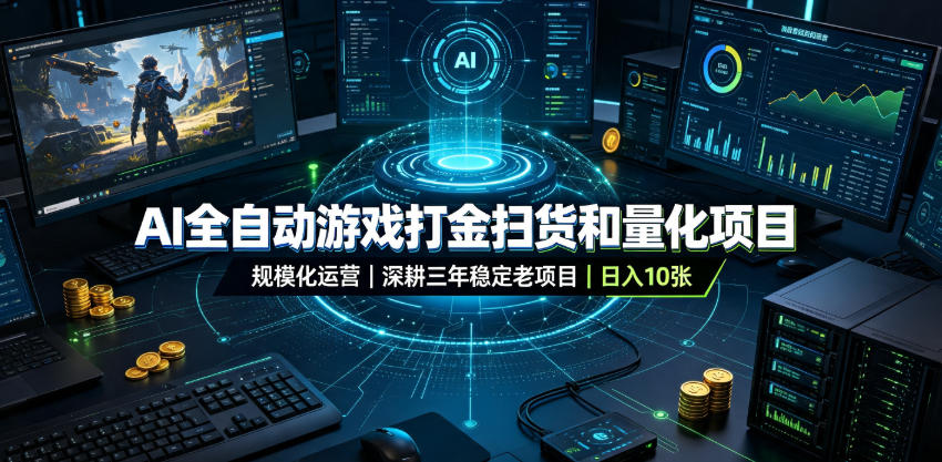 AI全自动游戏打金扫货和量化项目，规模化运营日入10张，深耕三年稳定老项目！【揭秘】-云创网