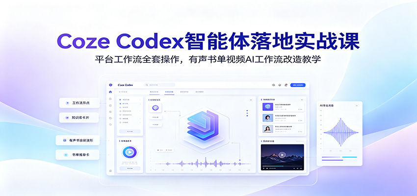 Coze Codex智能体落地实战课：平台工作流全套操作，有声书单视频AI工作流改造教学-云创网