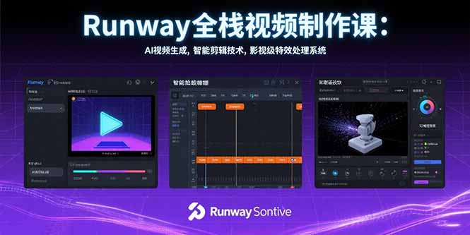 Runway全栈视频制作课：AI视频生成，智能剪辑技术，影视级特效处理系统-云创网