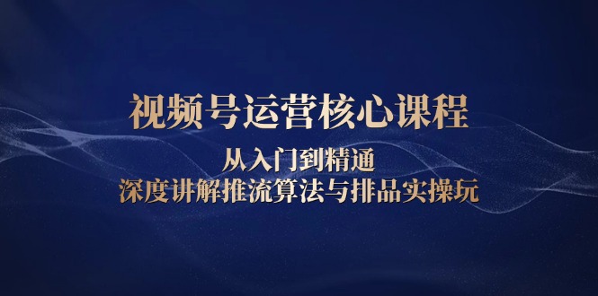 视频号运营核心课程，从入门到精通，深度讲解推流算法与排品实操玩-云创网