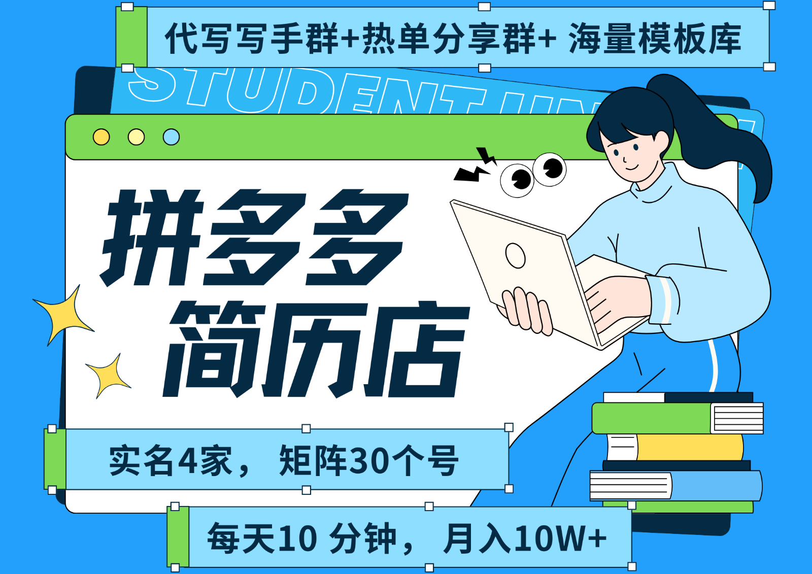 拼多多电商 拼多多 虚拟资料 简历 海报代写 全SOP流程 毫无保留分享(含后端资料)-云创网