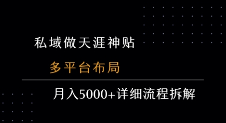 私域做天涯神贴 多平台布局 月入5k+详细流程拆解-云创网