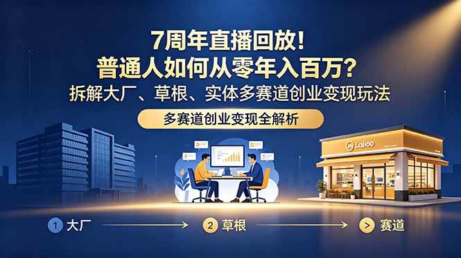 （18894期）7周年直播回放！普通人如何从零年入百万？拆解大厂、草根、实体多赛道创业变现玩法-云创网