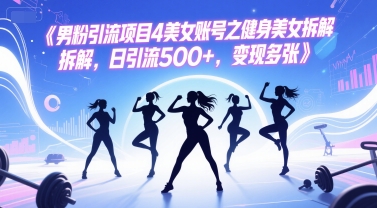 男粉引流项目4美女账号之健身美女拆解，日引流500+，变现多张-云创网