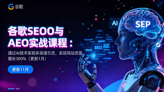 谷歌SEO与AEO实战课程：通过AI技术实现多渠道引流，实现网站流量增长300%-云创网