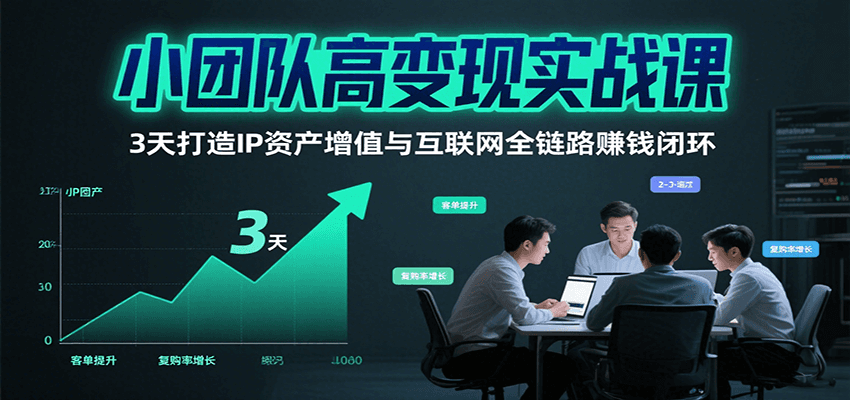 小团队高变现实战课，3天打造IP资产增值与互联网全链路赚钱闭环(第二期)-云创网