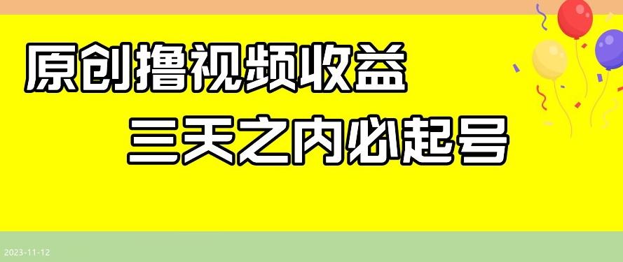 最新撸视频收益，三天之内必起号，一天保底100+【揭秘】-云创网