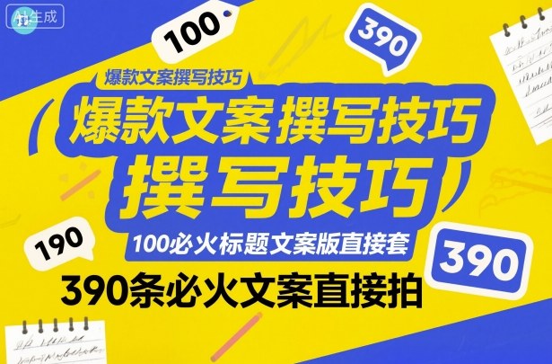 爆款文案撰写技巧，100个必火标题文案模版直接套，390条必火文案直接拍-云创网