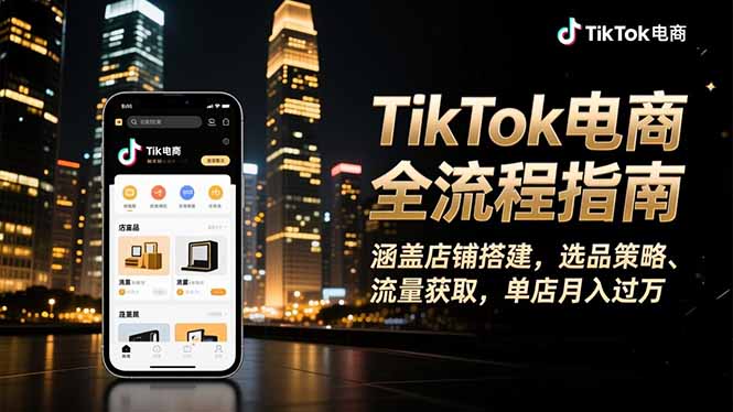 TikTok电商全流程指南，涵盖店铺搭建、选品策略、流量获取，单店月入过万-云创网