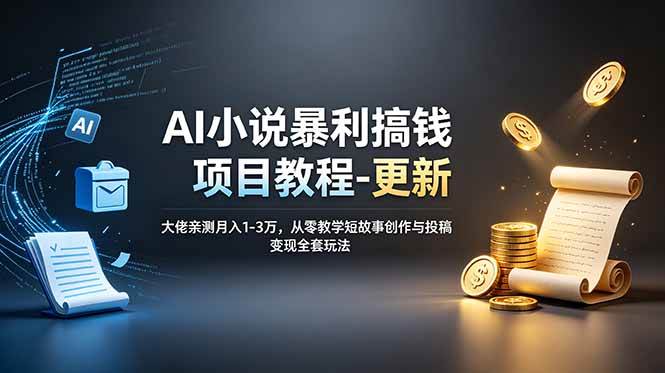 （19293期）AI小说暴利搞钱项目教程-更新，大佬亲测月入1-3万，从零教学短故事创作与投稿变现全套玩法-云创网