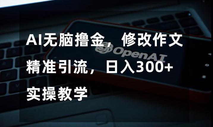 AI无脑撸金，修改作文精准引流，日入300+，实操教学【揭秘】-云创网