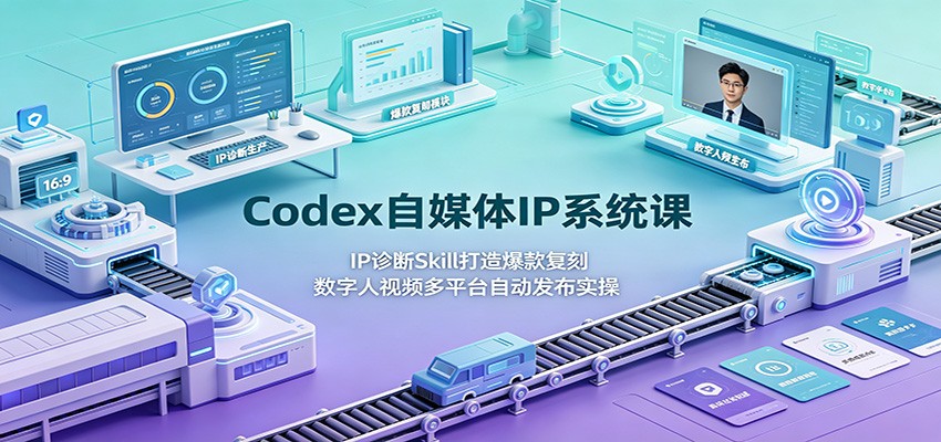 Codex自媒体IP系统课：IP诊断Skill打造爆款复刻，数字人视频多平台自动发布实操-云创网
