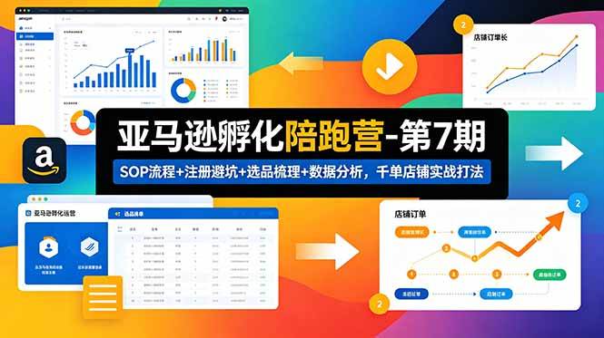 （18752期）亚马逊孵化陪跑营-第7期：SOP流程+注册避坑+选品梳理+数据分析，千单店铺实战打法-云创网