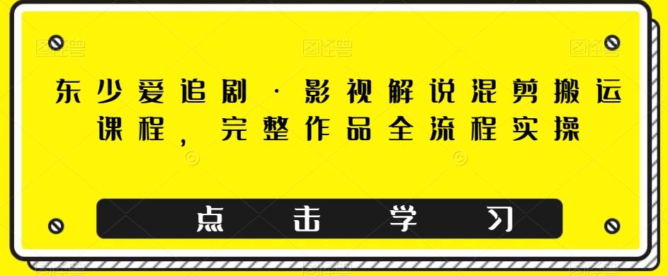 东少爱追剧·影视解说混剪搬运课程，完整作品全流程实操-云创网
