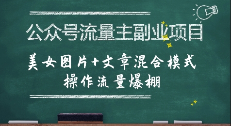 公众号流量主副业项目，美女图片+文章混合模式操作流量爆棚-云创网